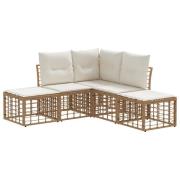 vidaXL Utomhussoffset med kudde 4 pcs Naturlig Polyester