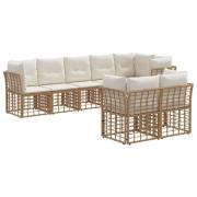 vidaXL Utomhussoffset med kudde 6 pcs Naturlig Polyester