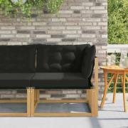 vidaXL Utehörnsoffa Massivt Akaciaträ och Textilene Vit