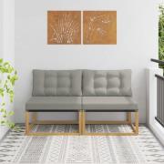 vidaXL Utomhus Mellansoffa Massivt Akaciaträ och Textilene Vit