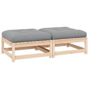 vidaXL Trädgårdspallar 2 st med dynor massiv furu