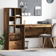 vidaXL Skrivbord med låda 2 pcs Gammalt trä