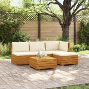 vidaXL Utomhussoffset med kudde 5 Stycke Brun Massivt Akaciaträ