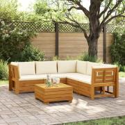 vidaXL Utomhussoffset med kudde 6 Stycke Brun Massivt Akaciaträ