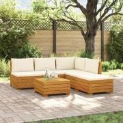 vidaXL Utomhussoffset med kudde 6 Stycke Brun Massivt Akaciaträ