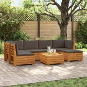 vidaXL Utomhussoffset med kudde 7 Stycke Brun Massivt Akaciaträ