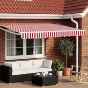 vidaXL Manuell utdragbar markis med LED-lampor Röd och Vit 2,5 x 2 m