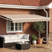 vidaXL Manuell utdragbar markis med LED-lampor Beige och vit 3,5 x 2 m