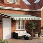 vidaXL Manuell utdragbar markis med LED-lampor Grön och Vit 4,5 × 3 m