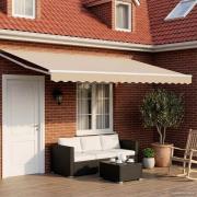 vidaXL Manuell utdragbar markis med LED-lampor Beige och vit 5 x 3 m