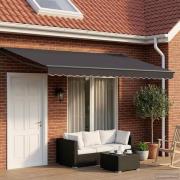 vidaXL Manuell utdragbar markis med LED-lampor Antracit 4 × 3 m