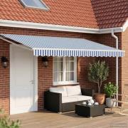 vidaXL Elektrisk Retraktabel Markis Blå och Vit 5 x 3 m