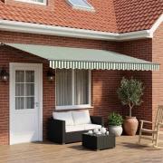 vidaXL Elektrisk Retraktabel Markis Grön och Vit 4 × 3 m