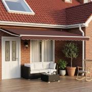 vidaXL Elektrisk Retraktabel Markis Brun och vit 4,5 × 3 m