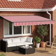 vidaXL Manuell Utdragbar Markis Röd och Vit 2,5 x 2 m