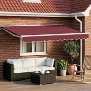 vidaXL Manuell markisram med LED-lampor Vinröd och Vit 2,5 x 2 m