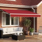 vidaXL Manuell markisram med LED-lampor Röd och Vit 3,5 x 2 m