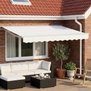 vidaXL Manuell markisram med LED-lampor Vit 3 x 2,5 m