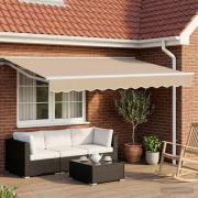 vidaXL Manuell markisram med LED-lampor Beige och vit 3,5 x 2,5 m