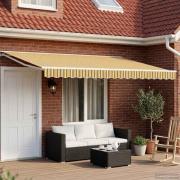 vidaXL Manuell markisram med LED-lampor Gul, Grå och Vit 4 × 3 m