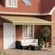 vidaXL Manuell markisram med LED-lampor Grön, Gul, Vit 5 x 3 m