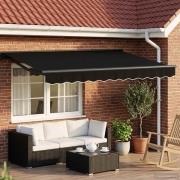 vidaXL Manuell markisram med LED-lampor Svart och Anthracit 3 x 2,5 m