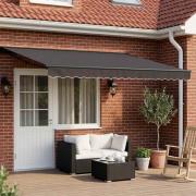 vidaXL Manuell markisram med LED-lampor Antracit 4 × 3 m