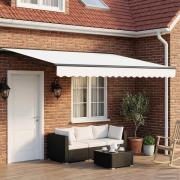 vidaXL Manuell markisram med LED-lampor Vit och antracit 4 × 3,5 m