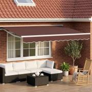 vidaXL Elektrisk Retraktabel Markis Brun och vit 3,5 x 2,5 m