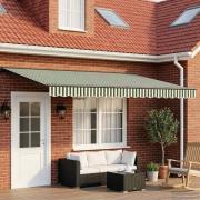 vidaXL Elektrisk Retraktabel Markis Grön, Vit, Antracit 4,5 × 3 m