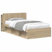 vidaXL Sängram med förvaring Sonoma-ek 90 x 190 cm Konstruerat trä