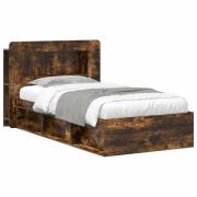vidaXL Sängram med förvaring Rökt ek 90 x 190 cm Konstruerat trä