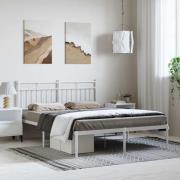 vidaXL Sängram med huvudgavel metall vit 150x200 cm