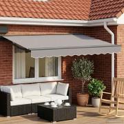 vidaXL Manuell markisram med LED-lampor Antracit 3 x 2,5 m Aluminium