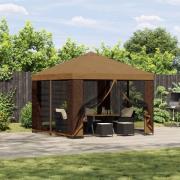 vidaXL Trädgårdsgazebo med sidoväggar 3 x 3 m Beige Polyester och Stål