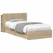 vidaXL Sängram med förvaring Sonoma-ek 75 x 190 cm Konstruerat trä