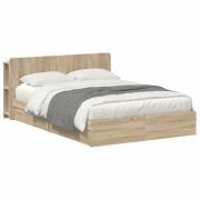 vidaXL Sängram med förvaring Sonoma-ek 150 x 200 cm Konstruerat trä