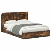 vidaXL Sängram med förvaring Rökt ek 135 x 190 cm Konstruerat trä