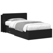 vidaXL Sängram med förvaring Svart 75 x 190 cm Konstruerat trä