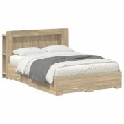 vidaXL Sängram med förvaring Sonoma-ek 150 x 200 cm Konstruerat trä
