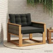 vidaXL Utomhussoffset Massivt Akaciaträ och Textilene Naturfärg