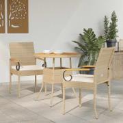 vidaXL Trädgårdsstolar 2 pcs Beige och krämvit Poly Rattan och Akacia