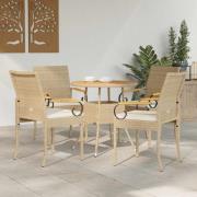 vidaXL Trädgårdsstolar 4 pcs Beige och krämvit Poly Rattan och Akacia