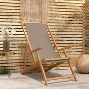 vidaXL Strandstol Taupe Massivt teakträ