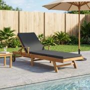 vidaXL Solstol 1-person Brun och Mörkgrå Massivt teakträ