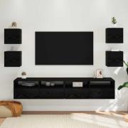 vidaXL Väggmonterat TV-förråd 4 pcs Svart ek 30,5 x 30 x 30 cm
