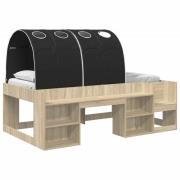 vidaXL Sängram med tunnel 3 pcs Sonoma-ek och svart Konstruerat trä
