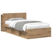 vidaXL Sängram med förvaring Artisan-ek 80 x 200 cm Konstruerat trä