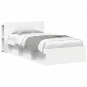 vidaXL Sängram med förvaring Vit 80 x 200 cm Konstruerat trä