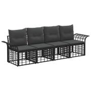 vidaXL Utomhussoffset med kudde 4 pcs Svart och Mörkgrå Polyester